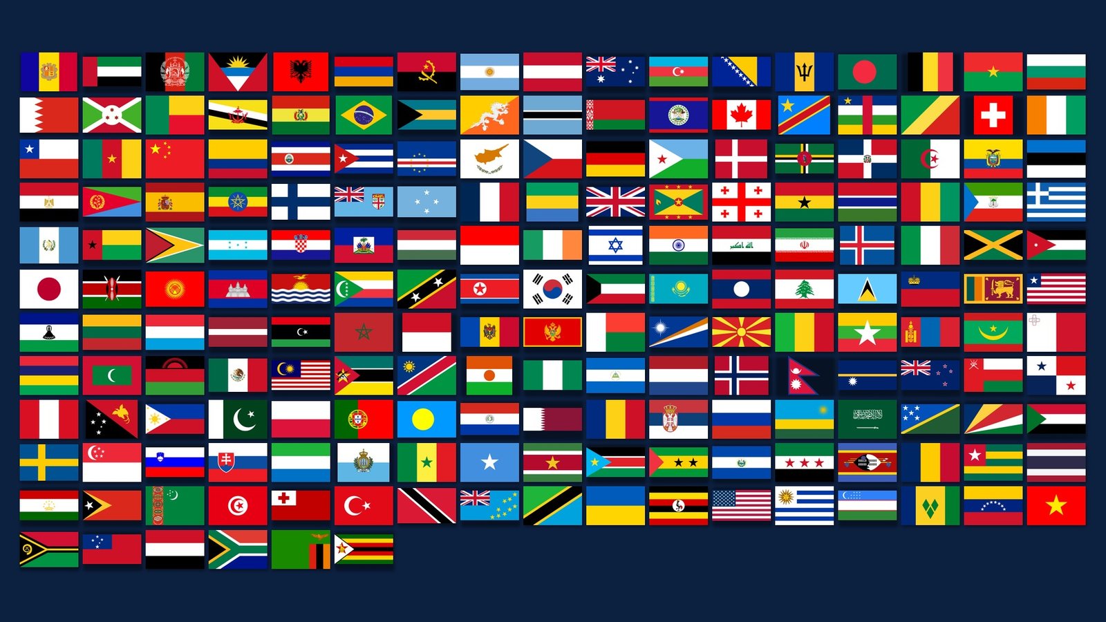 Flags of all 193 United Nations member states